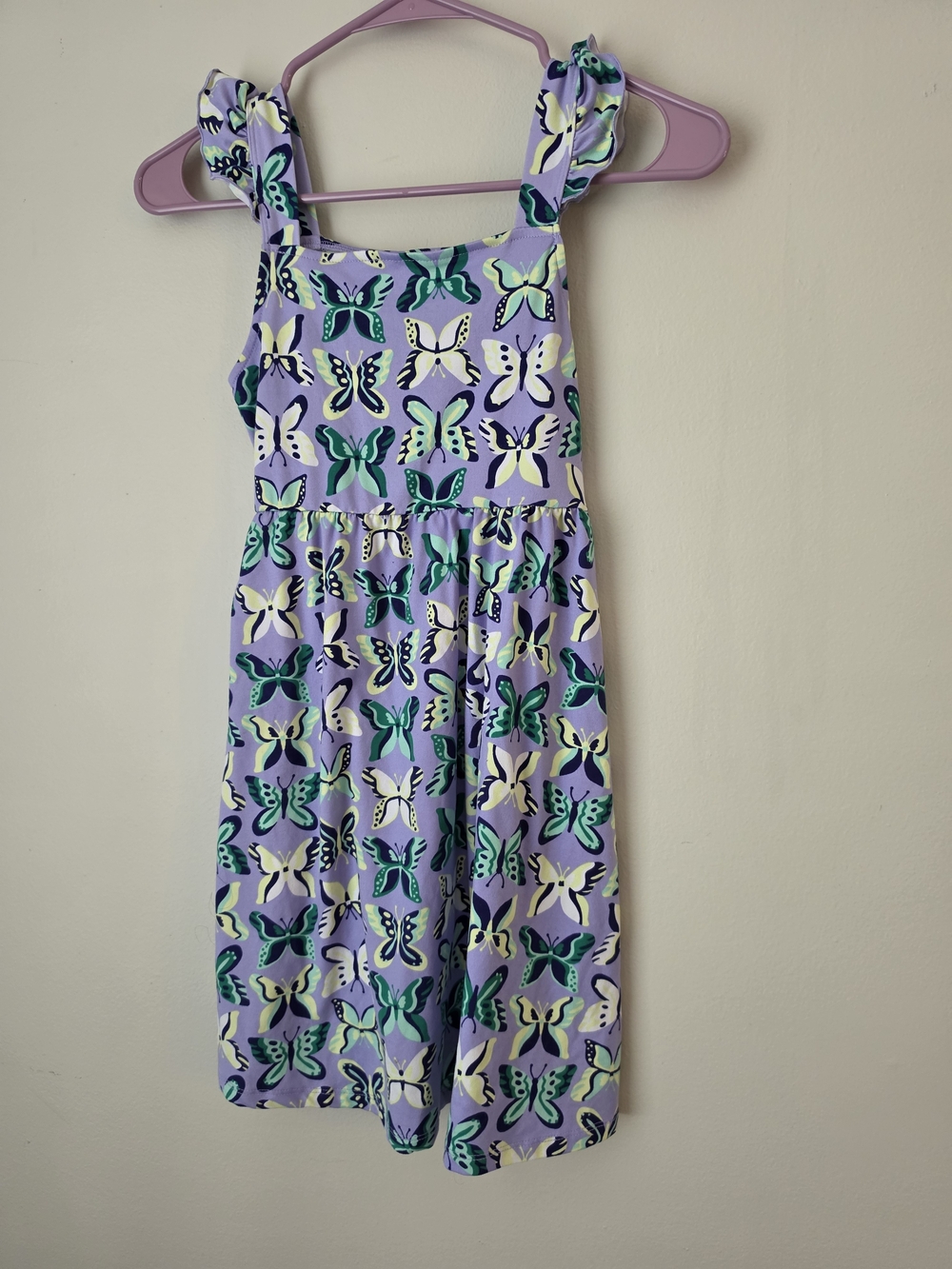 Girls' Lavender Butterfly Ruffle-Strap Sundress